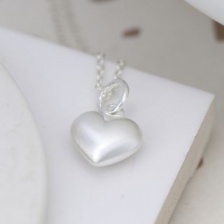Sterling Silver Satin Heart Necklace by Peace Of Mind